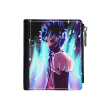 (Dabi's Ambition (BNHA Dabi) _1611) Men's Women PU Leather Wallets Compact Bifold with Zipper & Multiple Card Coins Slots Black Stylish Durable Graphic Design Print for Girl Boys