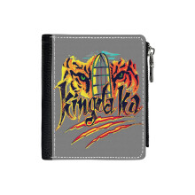 (Kingda Ka Design_5546) Men's Women PU Leather Wallets Compact Bifold with Zipper & Multiple Card Coins Slots Black Stylish Durable Graphic Design Print for Girl Boys