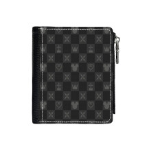 (KINGDOM HEARTS - Pattern._1032) Men's Women PU Leather Wallets Compact Bifold with Zipper & Multiple Card Coins Slots Black Stylish Durable Graphic Design Print for Girl Boys