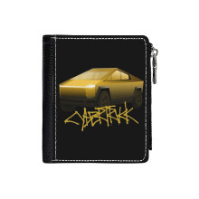 (Cybertruck_2930) Men's Women PU Leather Wallets Compact Bifold with Zipper & Multiple Card Coins Slots Black Stylish Durable Graphic Design Print for Girl Boys