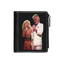 (Kenny Rogers And Dolly Parton - Country Music Singer Kenny Rogers_1986) Men's Women PU Leather Wallets Compact Bifold with Zipper & Multiple Card Coins Slots Black Stylish Durable Graphic Design Print for Girl Boys