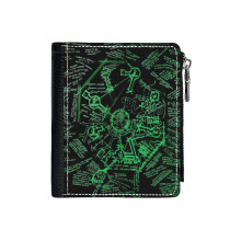 (Dharma Stations Blast Door Map (Lost TV Show)_4038) Men's Women PU Leather Wallets Compact Bifold with Zipper & Multiple Card Coins Slots Black Stylish Durable Graphic Design Print for Girl Boys