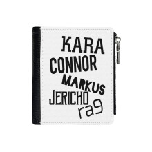 (Detroit Become Human_2767) Men's Women PU Leather Wallets Compact Bifold with Zipper & Multiple Card Coins Slots Black Stylish Durable Graphic Design Print for Girl Boys