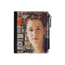 (Corey Haim_2637) Men's Women PU Leather Wallets Compact Bifold with Zipper & Multiple Card Coins Slots Black Stylish Durable Graphic Design Print for Girl Boys