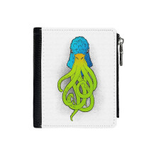 (Coo-thulhu - Colour_1606) Men's Women PU Leather Wallets Compact Bifold with Zipper & Multiple Card Coins Slots Black Stylish Durable Graphic Design Print for Girl Boys