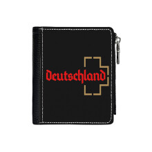 (Deutschland-ramstein_114) Men's Women PU Leather Wallets Compact Bifold with Zipper & Multiple Card Coins Slots Black Stylish Durable Graphic Design Print for Girl Boys