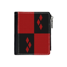 (Harley_4271) Men's Women PU Leather Wallets Compact Bifold with Zipper & Multiple Card Coins Slots Black Stylish Durable Graphic Design Print for Girl Boys
