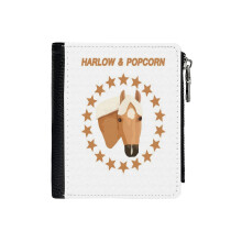 (Harlow And Popcorn Merch Popcorn The Pony_717) Men's Women PU Leather Wallets Compact Bifold with Zipper & Multiple Card Coins Slots Black Stylish Durable Graphic Design Print for Girl Boys