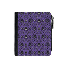 (Haunted Mansion _1034) Men's Women PU Leather Wallets Compact Bifold with Zipper & Multiple Card Coins Slots Black Stylish Durable Graphic Design Print for Girl Boys