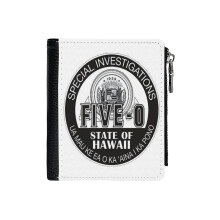 (Hawaii Five-0 Emblem_4912) Men's Women PU Leather Wallets Compact Bifold with Zipper & Multiple Card Coins Slots Black Stylish Durable Graphic Design Print for Girl Boys