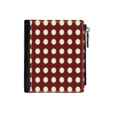 (Burgundy And Cream Polka Dots_339) Men's Women PU Leather Wallets Compact Bifold with Zipper & Multiple Card Coins Slots Black Stylish Durable Graphic Design Print for Girl Boys