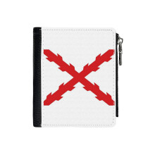 (Burgundy Cross. Cruz De Borgoña_3667) Men's Women PU Leather Wallets Compact Bifold with Zipper & Multiple Card Coins Slots Black Stylish Durable Graphic Design Print for Girl Boys