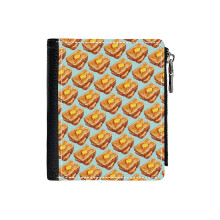 (Buttered Toast Pattern_3472) Men's Women PU Leather Wallets Compact Bifold with Zipper & Multiple Card Coins Slots Black Stylish Durable Graphic Design Print for Girl Boys