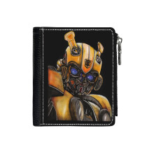 (Bumblebee Transformer, The Best Transformer_133) Men's Women PU Leather Wallets Compact Bifold with Zipper & Multiple Card Coins Slots Black Stylish Durable Graphic Design Print for Girl Boys