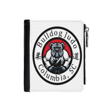 (Bulldog Judo_5690) Men's Women PU Leather Wallets Compact Bifold with Zipper & Multiple Card Coins Slots Black Stylish Durable Graphic Design Print for Girl Boys