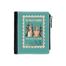 (Bullet Blondes - Stamp (Avalance)_5588) Men's Women PU Leather Wallets Compact Bifold with Zipper & Multiple Card Coins Slots Black Stylish Durable Graphic Design Print for Girl Boys