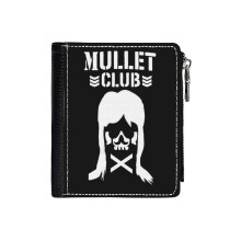 (BULLET CLUB X MULLET CLUB_3823) Men's Women PU Leather Wallets Compact Bifold with Zipper & Multiple Card Coins Slots Black Stylish Durable Graphic Design Print for Girl Boys