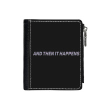 (Euphoria_7234) Men's Women PU Leather Wallets Compact Bifold with Zipper & Multiple Card Coins Slots Black Stylish Durable Graphic Design Print for Girl Boys