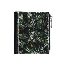 (EXOTIC GARDEN - NIGHT XI_2904) Men's Women PU Leather Wallets Compact Bifold with Zipper & Multiple Card Coins Slots Black Stylish Durable Graphic Design Print for Girl Boys
