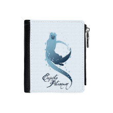 (Expecto Patronum! (Otter)_5695) Men's Women PU Leather Wallets Compact Bifold with Zipper & Multiple Card Coins Slots Black Stylish Durable Graphic Design Print for Girl Boys
