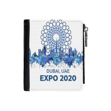 (Expo 2020 Dubai_7208) Men's Women PU Leather Wallets Compact Bifold with Zipper & Multiple Card Coins Slots Black Stylish Durable Graphic Design Print for Girl Boys