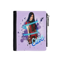 (Evie Princess - Descendants 3_1149) Men's Women PU Leather Wallets Compact Bifold with Zipper & Multiple Card Coins Slots Black Stylish Durable Graphic Design Print for Girl Boys