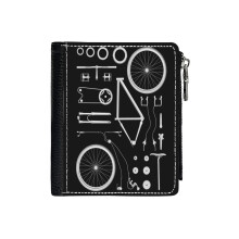 (Bike Exploded_4135) Men's Women PU Leather Wallets Compact Bifold with Zipper & Multiple Card Coins Slots Black Stylish Durable Graphic Design Print for Girl Boys