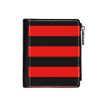 (Black And Red Stripe_4001) Men's Women PU Leather Wallets Compact Bifold with Zipper & Multiple Card Coins Slots Black Stylish Durable Graphic Design Print for Girl Boys