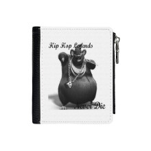 (Biggie Cheese MEME Legends Never Die_963) Men's Women PU Leather Wallets Compact Bifold with Zipper & Multiple Card Coins Slots Black Stylish Durable Graphic Design Print for Girl Boys