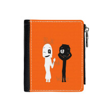(Black And White _2640) Men's Women PU Leather Wallets Compact Bifold with Zipper & Multiple Card Coins Slots Black Stylish Durable Graphic Design Print for Girl Boys