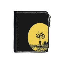 (Bike Held Up To The Sky_5497) Men's Women PU Leather Wallets Compact Bifold with Zipper & Multiple Card Coins Slots Black Stylish Durable Graphic Design Print for Girl Boys