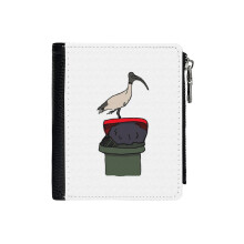 (Bin Chicken_3371) Men's Women PU Leather Wallets Compact Bifold with Zipper & Multiple Card Coins Slots Black Stylish Durable Graphic Design Print for Girl Boys