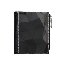 (Black 3D Texture_600) Men's Women PU Leather Wallets Compact Bifold with Zipper & Multiple Card Coins Slots Black Stylish Durable Graphic Design Print for Girl Boys