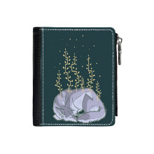 (Heal_103) Men's Women PU Leather Wallets Compact Bifold with Zipper & Multiple Card Coins Slots Black Stylish Durable Graphic Design Print for Girl Boys