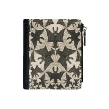 (Escher - Circle Limit IV (heaven And Hell) _6055) Men's Women PU Leather Wallets Compact Bifold with Zipper & Multiple Card Coins Slots Black Stylish Durable Graphic Design Print for Girl Boys