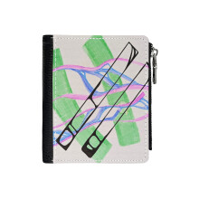 (Etherial Linework_5666) Men's Women PU Leather Wallets Compact Bifold with Zipper & Multiple Card Coins Slots Black Stylish Durable Graphic Design Print for Girl Boys