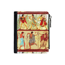 (ETRUSCAN DANCERS AND MUSICIANS WITH LYRA AND AULOS PLAYER Antique Tarquinia Fresco_838) Men's Women PU Leather Wallets Compact Bifold with Zipper & Multiple Card Coins Slots Black Stylish Durable Graphic Design Print for Girl Boys