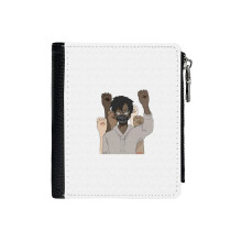 (Enough Is Enough_3095) Men's Women PU Leather Wallets Compact Bifold with Zipper & Multiple Card Coins Slots Black Stylish Durable Graphic Design Print for Girl Boys