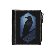 (GUARDIAN_604) Men's Women PU Leather Wallets Compact Bifold with Zipper & Multiple Card Coins Slots Black Stylish Durable Graphic Design Print for Girl Boys