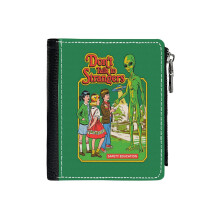 (Don't Talk To Strangers_298) Men's Women PU Leather Wallets Compact Bifold with Zipper & Multiple Card Coins Slots Black Stylish Durable Graphic Design Print for Girl Boys