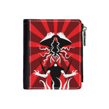 (Don't Resist _7501) Men's Women PU Leather Wallets Compact Bifold with Zipper & Multiple Card Coins Slots Black Stylish Durable Graphic Design Print for Girl Boys