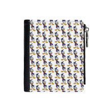(Donald Duck Hanging Out_1633) Men's Women PU Leather Wallets Compact Bifold with Zipper & Multiple Card Coins Slots Black Stylish Durable Graphic Design Print for Girl Boys