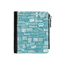 (Broadway Baby_857) Men's Women PU Leather Wallets Compact Bifold with Zipper & Multiple Card Coins Slots Black Stylish Durable Graphic Design Print for Girl Boys