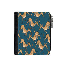 (Brindle Multi_6512) Men's Women PU Leather Wallets Compact Bifold with Zipper & Multiple Card Coins Slots Black Stylish Durable Graphic Design Print for Girl Boys