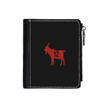 (Brady Goat - Goat Brady Number 12 - GOAT 12 - Greatest Of All Time Brady _1398) Men's Women PU Leather Wallets Compact Bifold with Zipper & Multiple Card Coins Slots Black Stylish Durable Graphic Design Print for Girl Boys