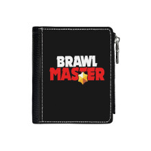 (Brawl Master - Brawl Stars_2692) Men's Women PU Leather Wallets Compact Bifold with Zipper & Multiple Card Coins Slots Black Stylish Durable Graphic Design Print for Girl Boys