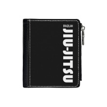 (Brazilian Jiu Jitsu (BJJ)_668) Men's Women PU Leather Wallets Compact Bifold with Zipper & Multiple Card Coins Slots Black Stylish Durable Graphic Design Print for Girl Boys