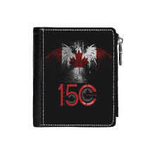 (Canada Day Funnys_2978) Men's Women PU Leather Wallets Compact Bifold with Zipper & Multiple Card Coins Slots Black Stylish Durable Graphic Design Print for Girl Boys