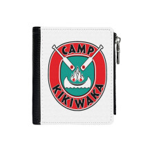 (Camp Kikiwaka - Bunk'd - Non-red_3035) Men's Women PU Leather Wallets Compact Bifold with Zipper & Multiple Card Coins Slots Black Stylish Durable Graphic Design Print for Girl Boys