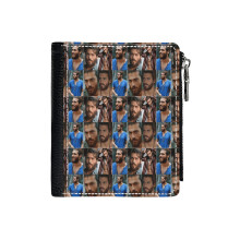 (Can Yaman_2873) Men's Women PU Leather Wallets Compact Bifold with Zipper & Multiple Card Coins Slots Black Stylish Durable Graphic Design Print for Girl Boys